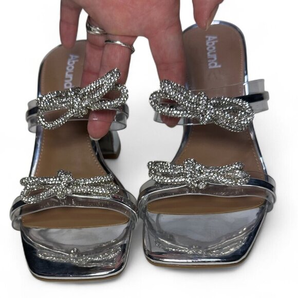 ABOUND Kitch Rhinestone Block Heel Sandal, Silver Metallic, Size 8, NWOB - Picture 3 of 14